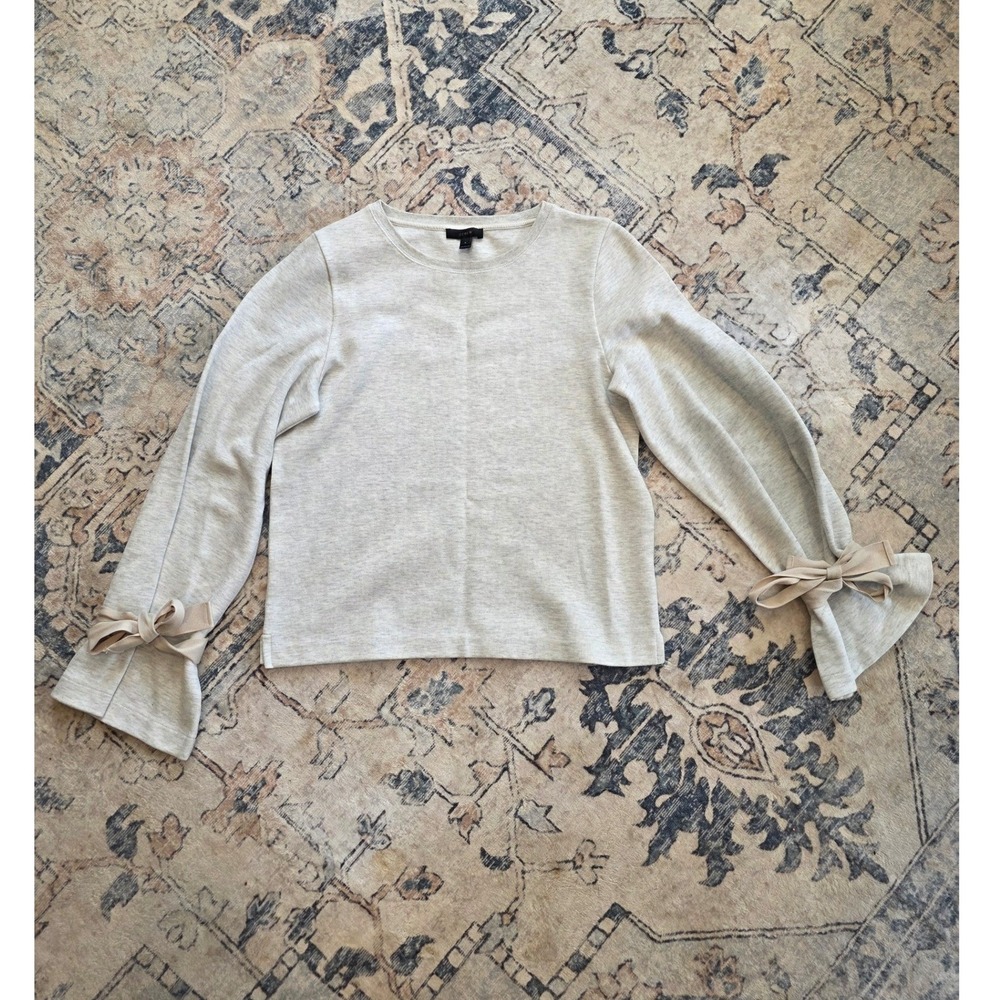 J. Crew Women's Size Small Light Grey‎ Bell Tie-sleeve Sweater